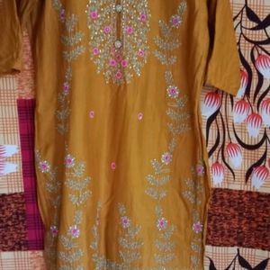 Beautiful Turmeric Yellow Coloured Patiyala Suit