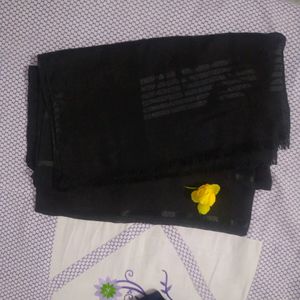 Black Cotton Hijab/Stole With Net Cap