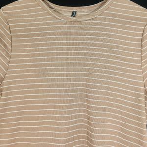 Tokyo Talkies Peach Striped Crop Top (Women)