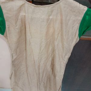 Embroided Green Short Kurta