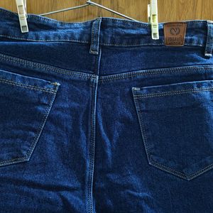 Bright Dark Blue Denim Cargo Jeans