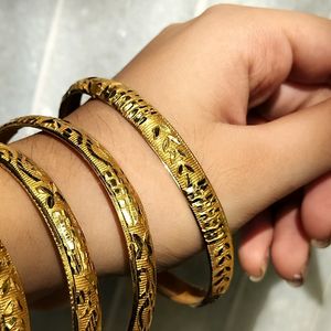 Gold Plated Matte Bangles🟡(Set Of 4)