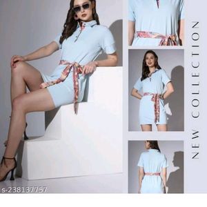 Shirt Style  Sky Blue Dress