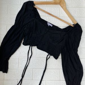 Black Drawstring Crop Top