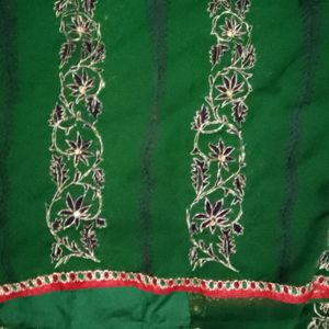 Bottle Green Embroidery Saree