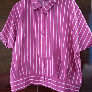 Pink and White line top