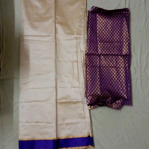 Purple&Golden Saree (With Bpuse Piece)