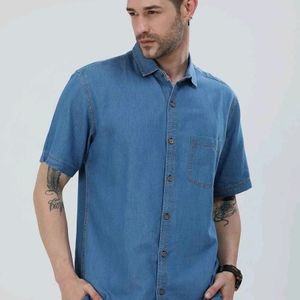 Half Sleeve Blue Denim Shirt