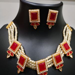 Beautiful Red🔴 And White⚪ Combination In Necklace