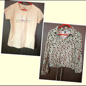 Crop Shirt N T-shirt Combo Of 2