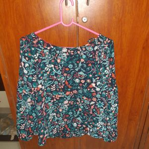 Chumbak XL multicolor blouse top, cropped with tie