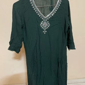 Green Yoke Print Kurta