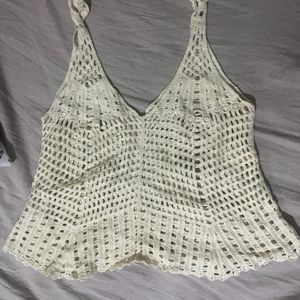 V-Neck Crochet Knit Eyelet Tank Top