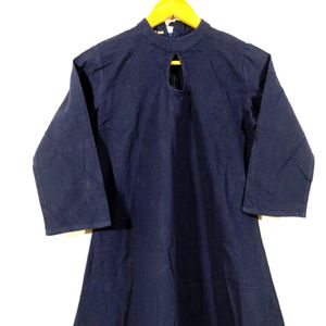 Anouk Navy Blue Cotton Anarkali Kurta (Women)