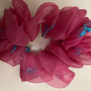 Organza Scrunchie With Embroidery