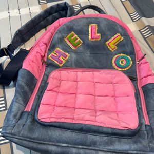 Pink And Grey Beautiful School Bag For Girls