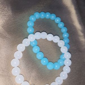 Plastic White And Blue Bracelet