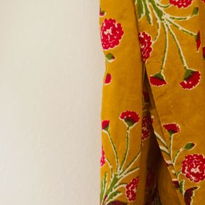 Mustard Pure Cotton Kurti With Pockets