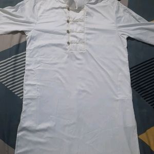 White Tailored Kurta And Pajama Set For Men.