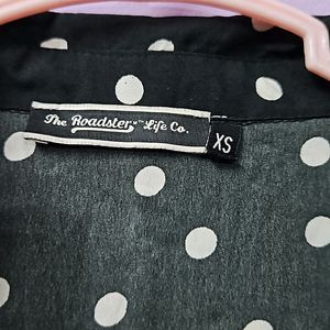 Black And White Polka Dot Print Casual Shirt