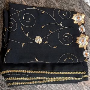 Black Floral Saree