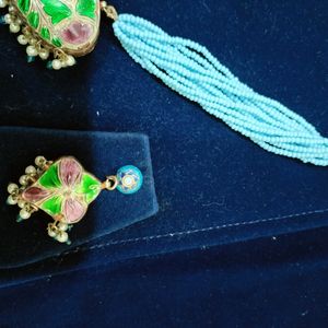 Blue and Gold Kundan Jewelry Set