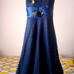 Embellished Slim-Fit Gown For Girls Navy 9-14 Year