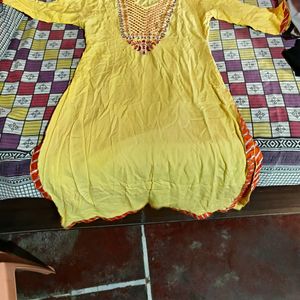 Yellow Colour Branded Kurti