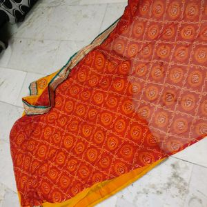 New Jaipuri Print Saree With Blouse For Festive