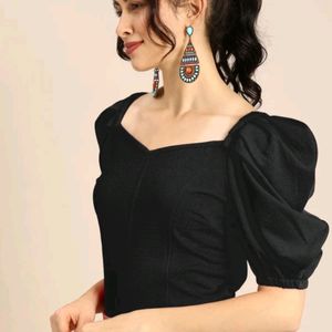 Women Solid Black Casual Top