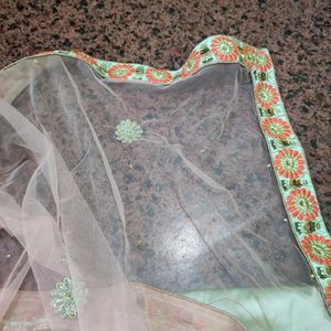 3piece PistachioColored Festive LehengaCholi