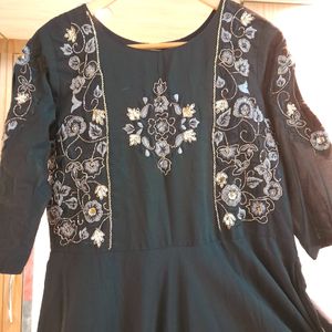 Embroidery Cut Sleeve Gown