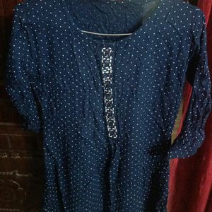 Navy Blue Polka Dot Kurti