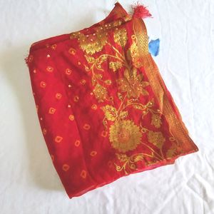 Red And Gold Saree (Women's)