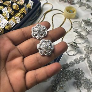 American Diamond Flowers Earring