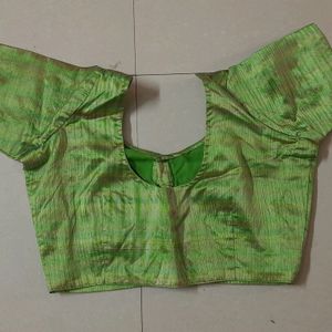 Women Saree Green Polycotton With Stitched Blouse