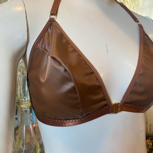 Shein Leather Brown Bra