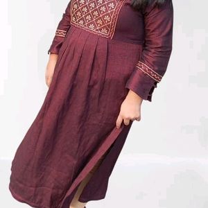 New Burgundy ambroidred kurta