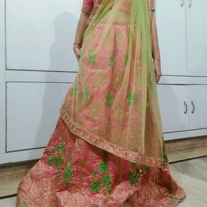 Pink Green Lehenga