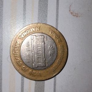 10 Rupee Rare Coin Of National Archives OfIndia