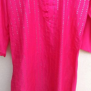 Beautiful Sequence Rayon Pink Kurti