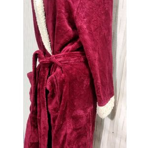 Soft Maroon Hoodie Bathrobe For women's