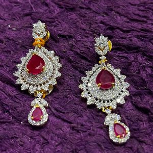 Silver Ruby Long Earrings