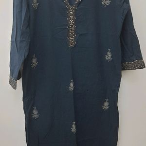 Pure Cotton Navy Blue Kurta