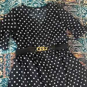 A Easy Go Black Polka Comfortable Dress