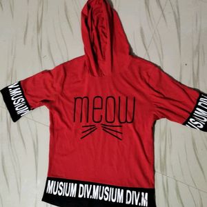 Red Half Sleeve Hoodie For Girls (M Size)