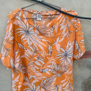 Floral Coral Boxy Top