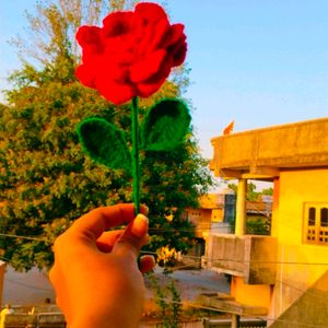 Crochet Red Rose Stick