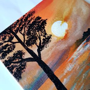 Sunset View Acrylic painting Canvas Board(HANDMAD)