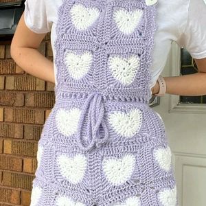 Handmade Crochet Dungaree Jumpsuit .